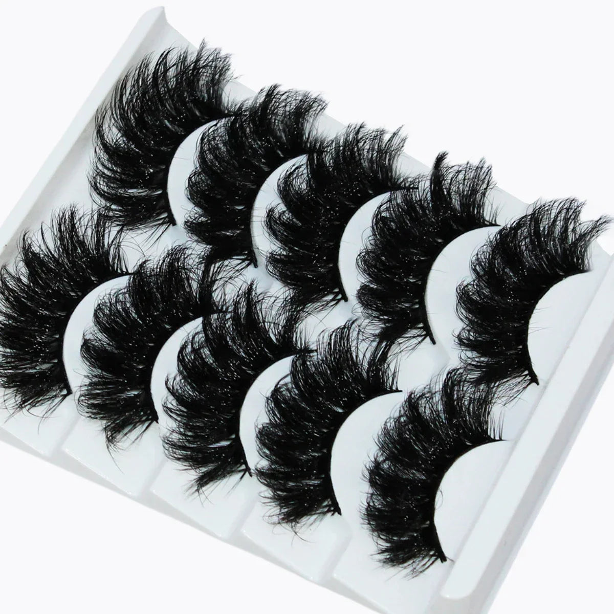 💎 Thick Dramatic Faux Mink Eyelashes – 5 Pairs Fluffy 3D Volume Lashes