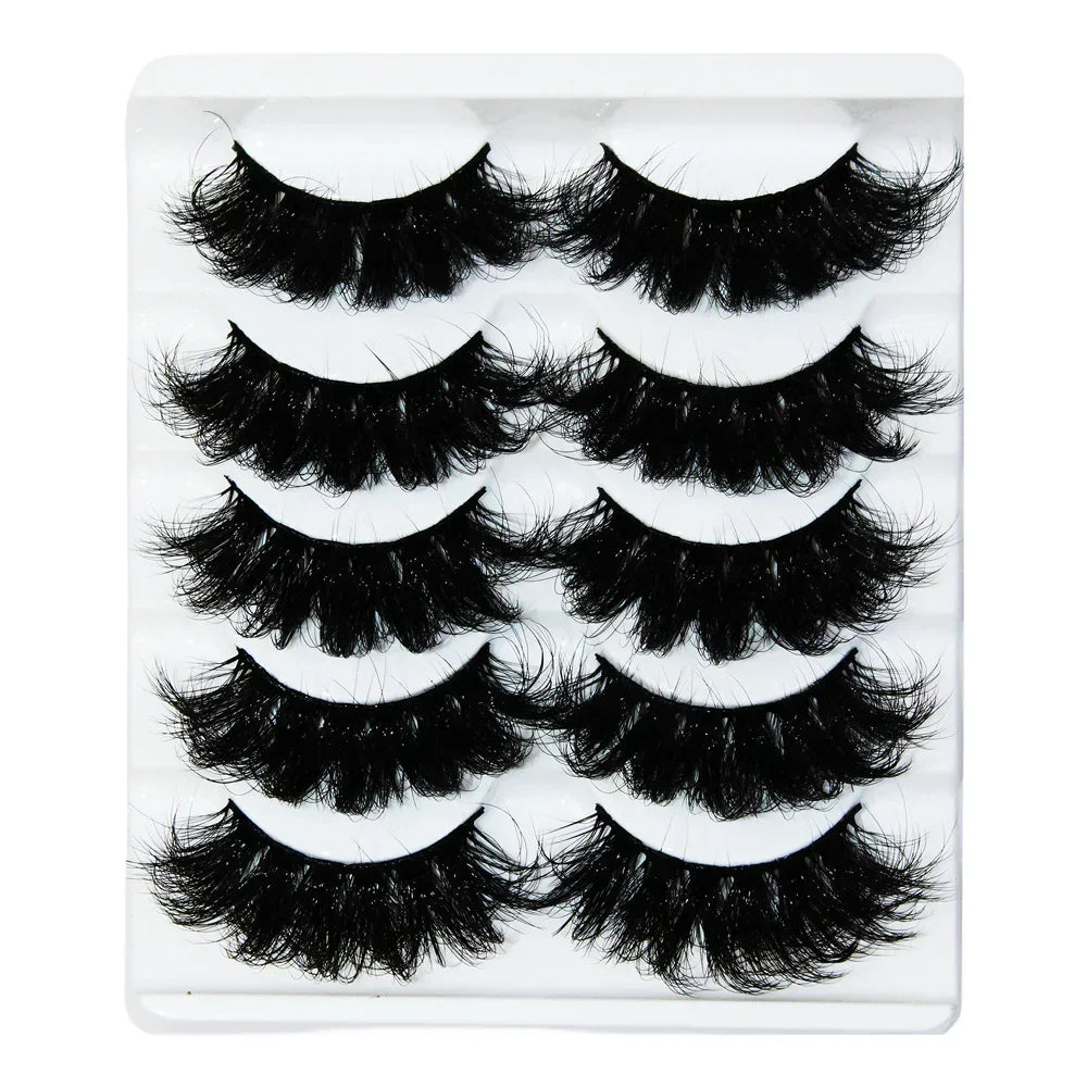 💎 Thick Dramatic Faux Mink Eyelashes – 5 Pairs Fluffy 3D Volume Lashes