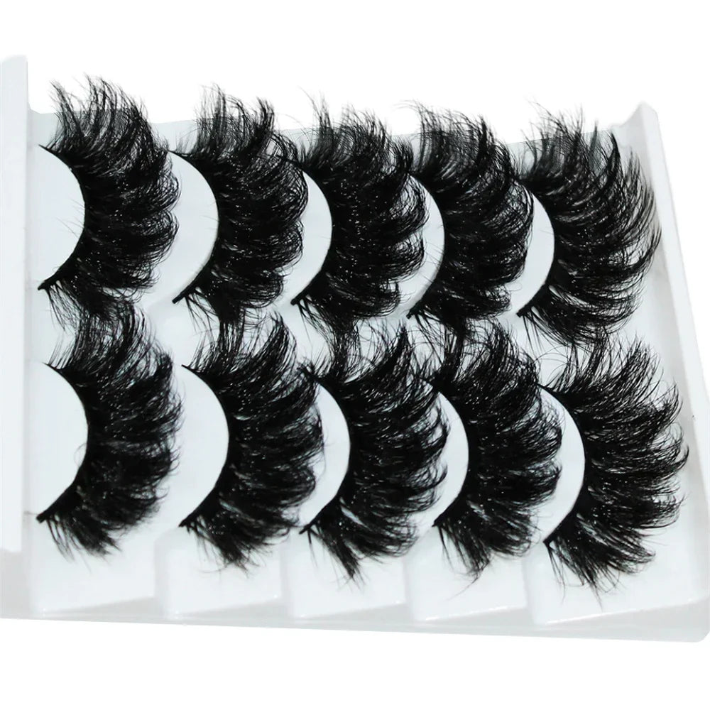 💎 Thick Dramatic Faux Mink Eyelashes – 5 Pairs Fluffy 3D Volume Lashes