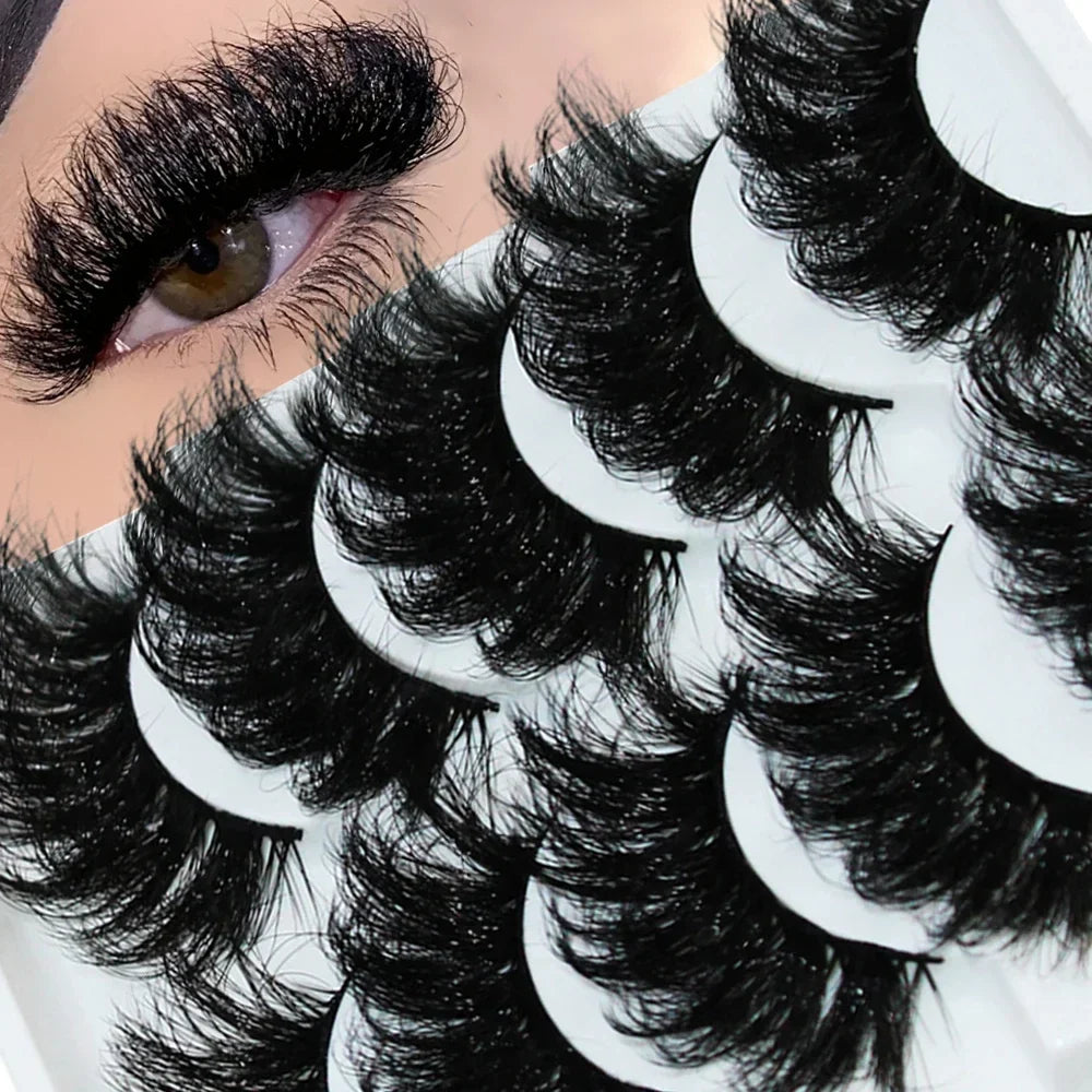 💎 Thick Dramatic Faux Mink Eyelashes – 5 Pairs Fluffy 3D Volume Lashes